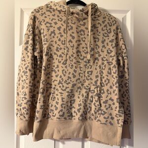 Pink Rose Leopard Print Tan Hoodie